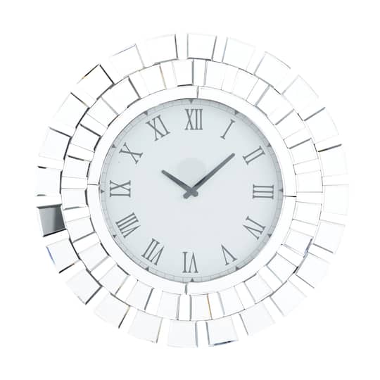 Silver MDF Glam Wall Clock, 24&#x22; x 2&#x22; x 24&#x22;